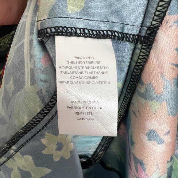 Parker Midi Dress Black Colorful Floral Button Down Long Sleeve Belted 4 Small - Picture 6 of 6